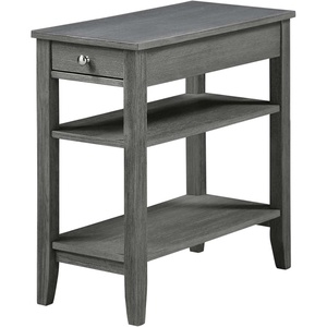 image:imageConvenience Concepts American Heritage Chairside End Table with Drawer 235  Classic Living Room Table with Storage Shelf Bedroom Nightstand BlackDark Gray Wirebrush