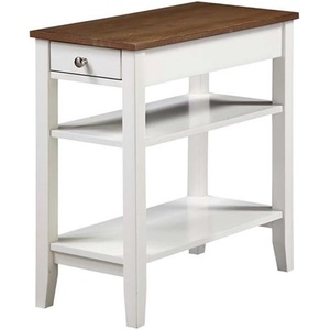 image:imageConvenience Concepts American Heritage Chairside End Table with Drawer 235  Classic Living Room Table with Storage Shelf Bedroom Nightstand BlackDriftwood TopWhite Frame