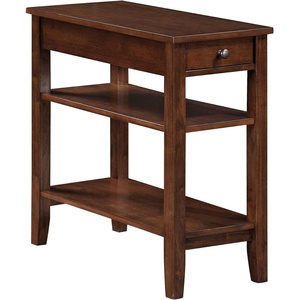 image:imageConvenience Concepts American Heritage Chairside End Table with Drawer 235  Classic Living Room Table with Storage Shelf Bedroom Nightstand BlackEspresso