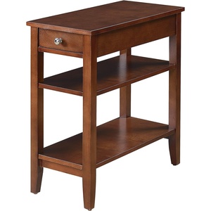image:imageConvenience Concepts American Heritage Chairside End Table with Drawer 235  Classic Living Room Table with Storage Shelf Bedroom Nightstand BlackMahogany