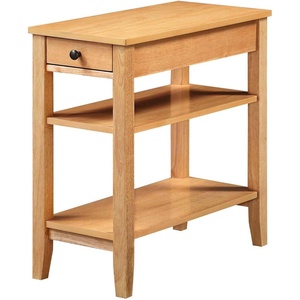 image:imageConvenience Concepts American Heritage Chairside End Table with Drawer 235  Classic Living Room Table with Storage Shelf Bedroom Nightstand BlackNatural