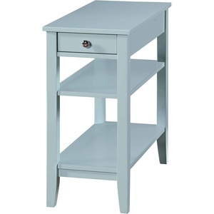 image:imageConvenience Concepts American Heritage Chairside End Table with Drawer 235  Classic Living Room Table with Storage Shelf Bedroom Nightstand BlackSea Foam