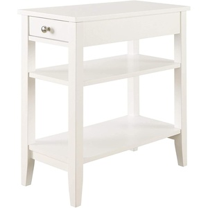 image:imageConvenience Concepts American Heritage Chairside End Table with Drawer 235  Classic Living Room Table with Storage Shelf Bedroom Nightstand BlackWhite