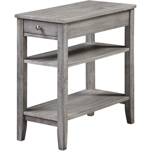 image:imageConvenience Concepts American Heritage Chairside End Table with Drawer 235  Classic Living Room Table with Storage Shelf Bedroom Nightstand BlackWirebrush Light Gray