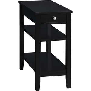 image:imageConvenience Concepts American Heritage Chairside End Table with USB Ports amp AC Outlet 1125  Living Room Accent with Storage Drawer amp Shelves Bedroom Nightstand with Charging Station NaturalBlack