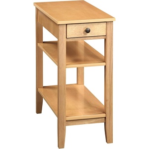 image:imageConvenience Concepts American Heritage Chairside End Table with USB Ports amp AC Outlet 1125  Living Room Accent with Storage Drawer amp Shelves Bedroom Nightstand with Charging Station NaturalNatural