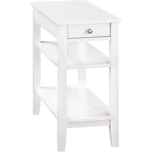image:imageConvenience Concepts American Heritage Chairside End Table with USB Ports amp AC Outlet 1125  Living Room Accent with Storage Drawer amp Shelves Bedroom Nightstand with Charging Station NaturalWhite