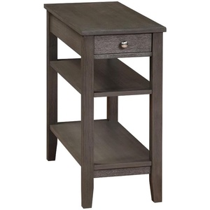 image:imageConvenience Concepts American Heritage Chairside End Table with USB Ports amp AC Outlet 1125  Living Room Accent with Storage Drawer amp Shelves Bedroom Nightstand with Charging Station NaturalWirebrush Dark Gray