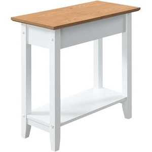 image:imageConvenience Concepts American Heritage Flip Top End Table 2325  Classic Narrow Chairside Accent with Hidden Storage amp Lower Shelf for Traditional Modern Living Room DriftwoodWhite