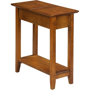 image:imageConvenience Concepts American Heritage Flip Top End Table 2325  Classic Narrow Chairside Accent with Hidden Storage amp Lower Shelf for Traditional Modern Living Room CherryWalnut