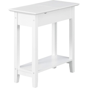 image:imageConvenience Concepts American Heritage Flip Top End Table with Charging Station and Shelf Faux BirchBlackWhite