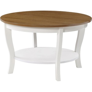 image:imageConvenience Concepts American Heritage Round Coffee Table 30  Classic Living Room Table with Storage Shelf Traditional Round Family Room Center Table EspressoDriftwoodWhite