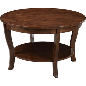 image:imageConvenience Concepts American Heritage Round Coffee Table 30  Classic Living Room Table with Storage Shelf Traditional Round Family Room Center Table EspressoEspresso