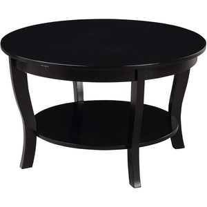 image:imageConvenience Concepts American Heritage Round Coffee Table 30  Classic Living Room Table with Storage Shelf Traditional Round Family Room Center Table EspressoBlack