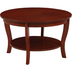 image:imageConvenience Concepts American Heritage Round Coffee Table 30  Classic Living Room Table with Storage Shelf Traditional Round Family Room Center Table EspressoMahogany