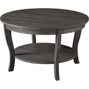 image:imageConvenience Concepts American Heritage Round Coffee Table 30  Classic Living Room Table with Storage Shelf Traditional Round Family Room Center Table EspressoWirebrush Dark Gray