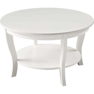 image:imageConvenience Concepts American Heritage Round Coffee Table 30  Classic Living Room Table with Storage Shelf Traditional Round Family Room Center Table EspressoWhite