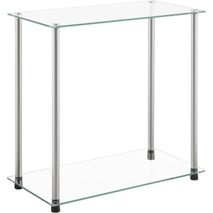 image:imageConvenience Concepts Designs2Go Classic Glass 2 Tier Chairside End Table 2375  Modern Contemporary Side Table with Storage Shelves for Living Room Bathroom Bedroom Office Glass Chrome