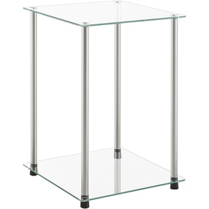 image:imageConvenience Concepts Designs2Go Classic Glass 2 Tier Square End Table 1575  Modern Side Table for Living Room Tempered Glass Table with Storage Shelves for Bathroom Bedroom Office GlassChrome