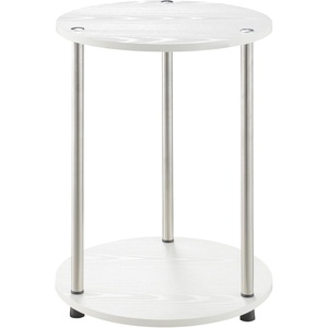 image:imageConvenience Concepts Designs2Go No Tools 2 Tier Round End Table 1575  Contemporary Modern Side Table with Storage Shelf for Family Room Office Den BlackWhite