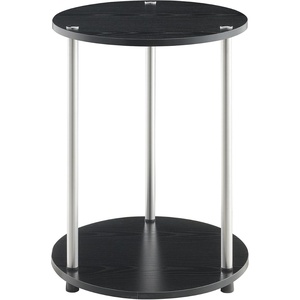 image:imageConvenience Concepts Designs2Go No Tools 2 Tier Round End Table 1575  Contemporary Modern Side Table with Storage Shelf for Family Room Office Den BlackBlack