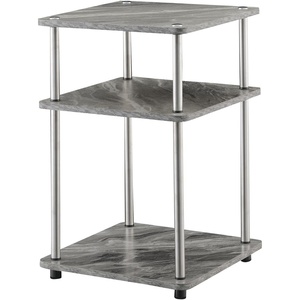 image:imageConvenience Concepts Designs2Go No Tools 3Tier End Table Faux Gray MarbleChromeFaux Gray Marble  Chrome