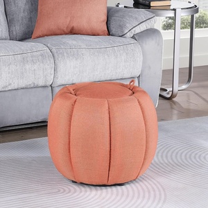 image:imageConvenience Concepts Designs4Comfort Daisy Accent Storage Ottoman 20  Round Modern Upholstered Foot Stool and Small Table with Tray Lid for Living Room Storage Ottoman Seat Dark Blue FabricCoral