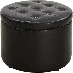 image:imageConvenience Concepts Designs4Comfort Round Shoe Ottoman Tan FabricBlack