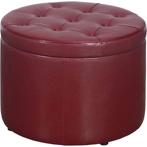 image:imageConvenience Concepts Designs4Comfort Round Shoe Ottoman Tan FabricBurgundy