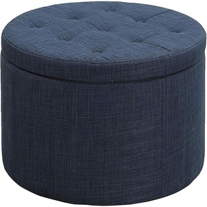 image:imageConvenience Concepts Designs4Comfort Round Shoe Ottoman Tan FabricDark Blue Fabric