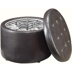 image:imageConvenience Concepts Designs4Comfort Round Shoe Ottoman Tan FabricEspresso