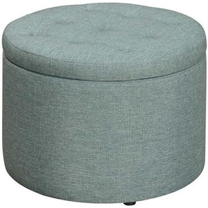 image:imageConvenience Concepts Designs4Comfort Round Shoe Ottoman Tan FabricGreen Faux Linen