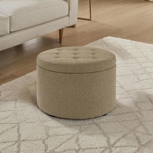 image:imageConvenience Concepts Designs4Comfort Round Shoe Ottoman Tan FabricSandstone Linen