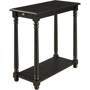 image:imageConvenience Concepts French Country Regent Chairside End Table 2375  Traditional Farmhouse Side Table with PullOut Table Shelf End Table with Storage Shelf for Living Room BlackBlack