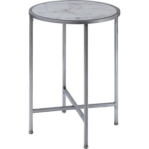 image:imageConvenience Concepts Gold Coast Faux Marble Round End Table Faux Marble  SilverFaux Marble  Silver