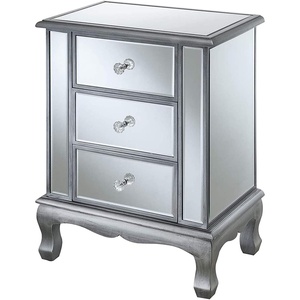 image:imageConvenience Concepts Gold Coast Vineyard Mirrored End Table 19  Living Room Table with 3 Drawers for Storage Side Table Side Table Antique SilverMirrorAntique Silver  Mirror