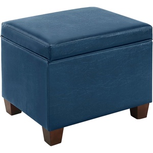 image:imageConvenience Concepts Madison Storage Ottoman 2175  Modern Upholstered Footstool amp Seat with Hinged Lid for Transitional Living Room Bedroom Hallway amp Entryway Blue Vegan Leather