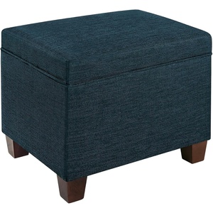 image:imageConvenience Concepts Madison Storage Ottoman 2175  Modern Upholstered Footstool amp Seat with Hinged Lid for Transitional Living Room Bedroom Hallway amp Entryway Dark Blue Fabric