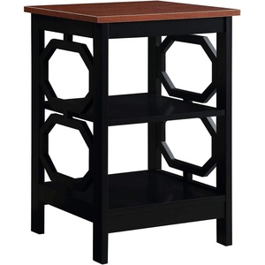 image:imageConvenience Concepts Omega End Table with Shelves Cobalt BlueCherry TopBlack