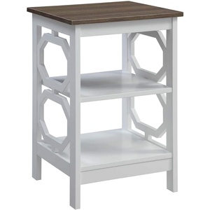 image:imageConvenience Concepts Omega End Table with Shelves Cobalt BlueDriftwood TopWhite