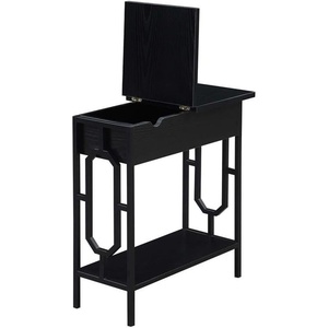 image:imageConvenience Concepts Omega Flip Top End Table with Charging Station BlackBlackBlack  Black