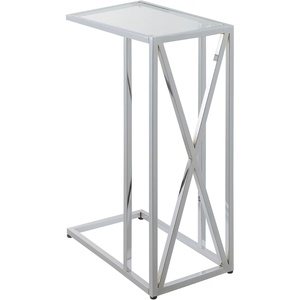 image:imageConvenience Concepts Oxford Chrome Glass C End Table 1575  Contemporary Modern C Couch Table Removable Glass Tabletop for Living Room Bedroom GlassChrome