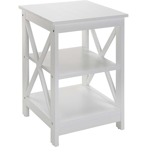 image:imageConvenience Concepts Oxford End Table 1575  Modern Living Room Table with Storage Shelves Transitional Nightstand Side Table for Home Decor and Display DriftwoodWhiteWhite