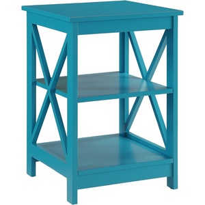 image:imageConvenience Concepts Oxford End Table 1575  Modern Living Room Table with Storage Shelves Transitional Nightstand Side Table for Home Decor and Display DriftwoodWhiteBlue
