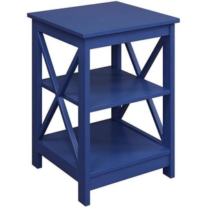 image:imageConvenience Concepts Oxford End Table 1575  Modern Living Room Table with Storage Shelves Transitional Nightstand Side Table for Home Decor and Display DriftwoodWhiteCobalt Blue