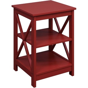 image:imageConvenience Concepts Oxford End Table 1575  Modern Living Room Table with Storage Shelves Transitional Nightstand Side Table for Home Decor and Display DriftwoodWhiteCranberry Red