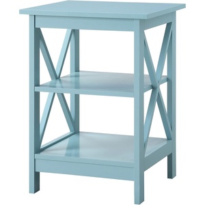 image:imageConvenience Concepts Oxford End Table 1575  Modern Living Room Table with Storage Shelves Transitional Nightstand Side Table for Home Decor and Display DriftwoodWhiteSea Foam Blue