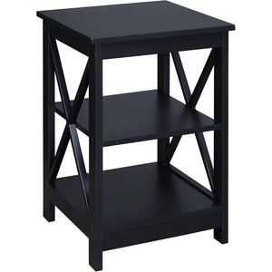 image:imageConvenience Concepts Oxford End Table 1575  Modern Living Room Table with Storage Shelves Transitional Nightstand Side Table for Home Decor and Display DriftwoodWhiteBlack