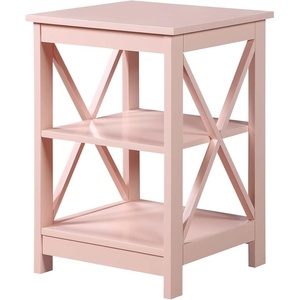 image:imageConvenience Concepts Oxford End Table 1575  Modern Living Room Table with Storage Shelves Transitional Nightstand Side Table for Home Decor and Display DriftwoodWhiteBlush Pink