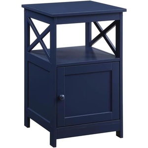 image:imageConvenience Concepts Oxford End Table with Storage Cabinet and Shelf BlackCobalt Blue